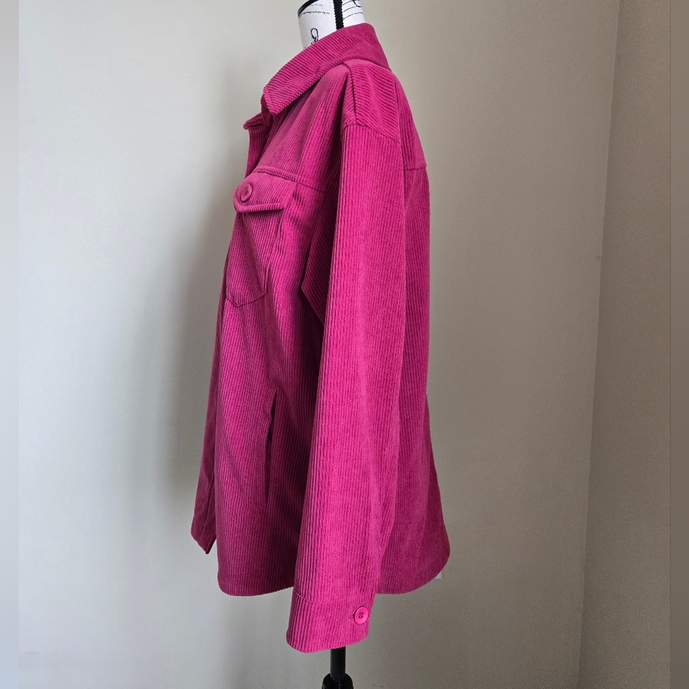 Avec Les Filles Corduroy Shirt Womens M Pink Button Front - Picture 5 of 10